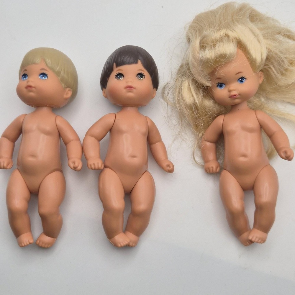 Vintage Mattel Mini Doll Lot of 3 1976 1985 Mold Blonde Brunette Nude Dolls